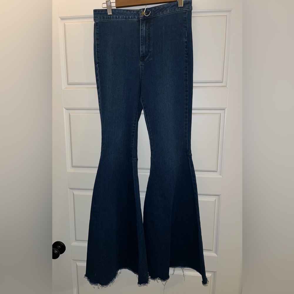 Free People Blue Jean Flare Wide Leg Jeans